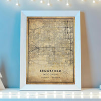 
              Brookfield, Wisconsin Vintage Style Map Print 
            
