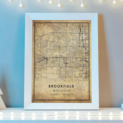 Brookfield, Wisconsin Vintage Style Map Print 
