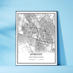 Utrecht, Netherlands Modern Style Map Print 