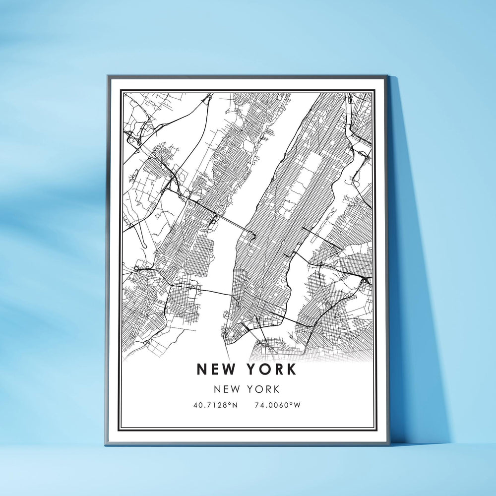 New York, New York Modern Map Print 