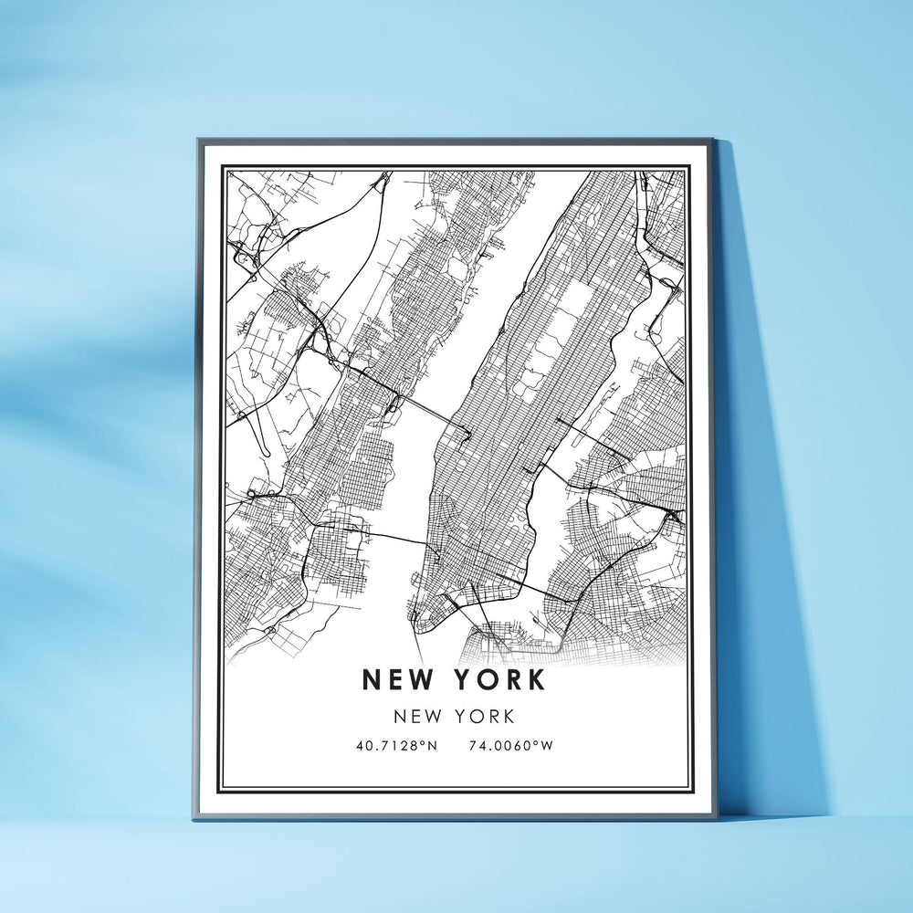 New York, New York Modern Map Print 