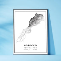 Morocco, North Africa Modern Style Map Print 