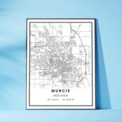 Muncie, Indiana Modern Map Print 