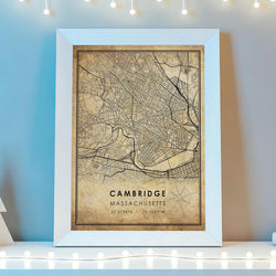 Cambridge, Massachusetts Vintage Style Map Print 