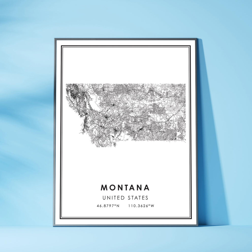 Montana, United States Modern Style Map Print