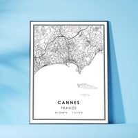 
              Cannes, France Modern Style Map Print
            