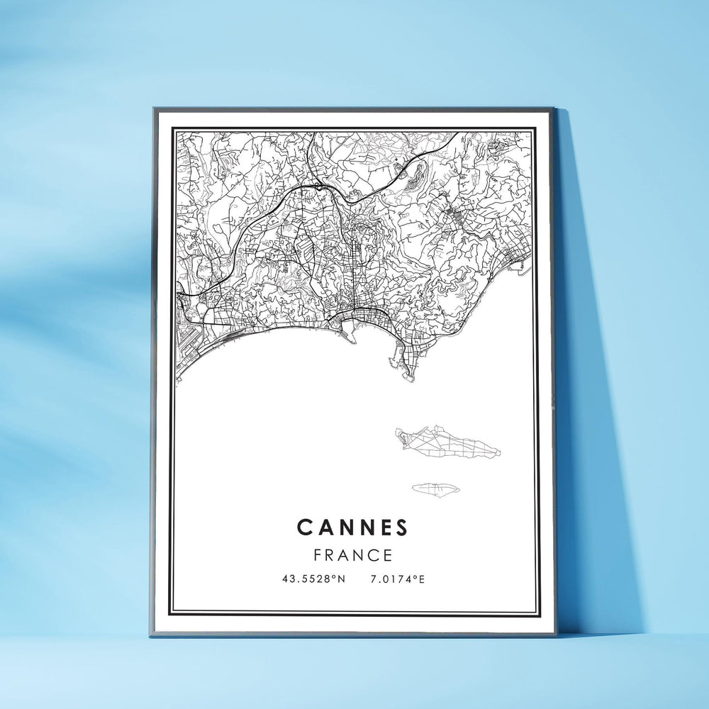 Cannes, France Modern Style Map Print