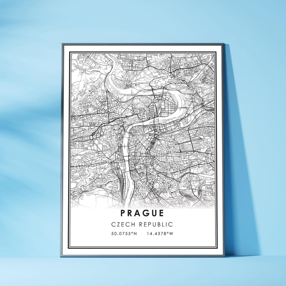 Prague, Czech Republic Modern Style Map Print 