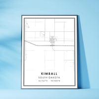 Kimball, South Dakota Modern Map Print 
