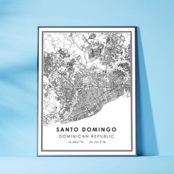 Santo Domingo, Dominican Republic Modern Style Map Print 