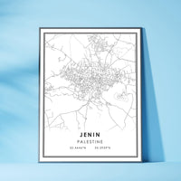 
              Jenin, Palestine Modern Style Map Print
            