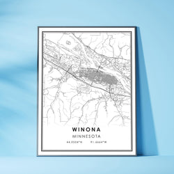 Winona, Minnesota Modern Map Print 