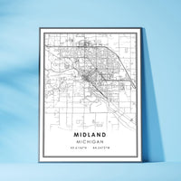 
              Midland, Michigan Modern Map Print 
            