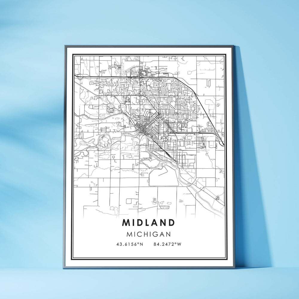 Midland, Michigan Modern Map Print 