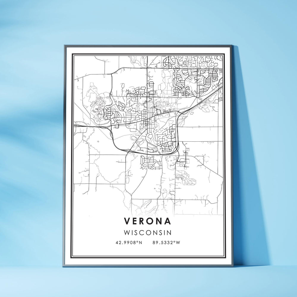 Verona, Wisconsin Modern Map Print 