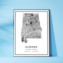 Alabama, United States Modern Style Map Print 