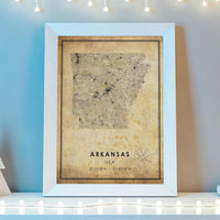 
              Arkansas, USA Vintage Style Map Print 
            