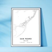 
              San Pedro, Belize Modern Style Map Print 
            