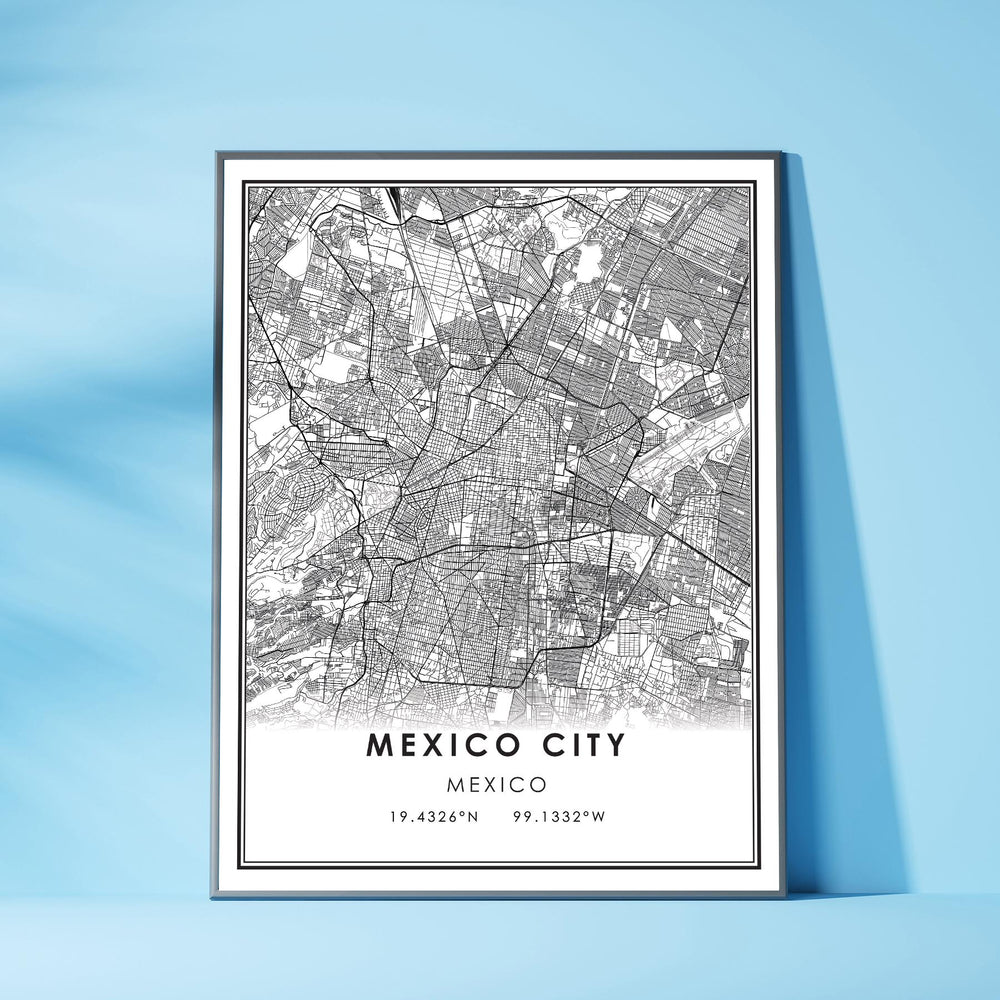 Mexico City, Mexico Modern Style Map Print 