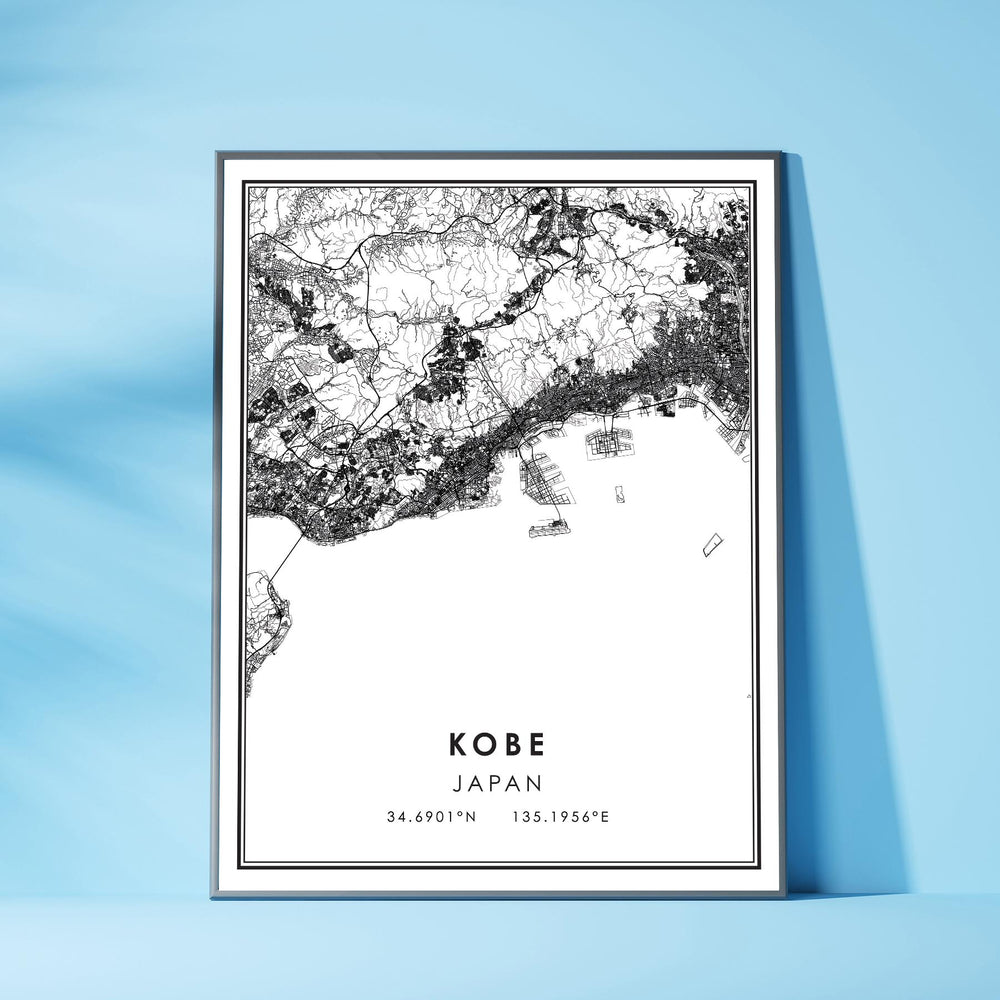 Kobe, Japan Modern Style Map Print
