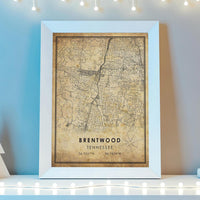 
              Brentwood, Tennessee Vintage Style Map Print 
            