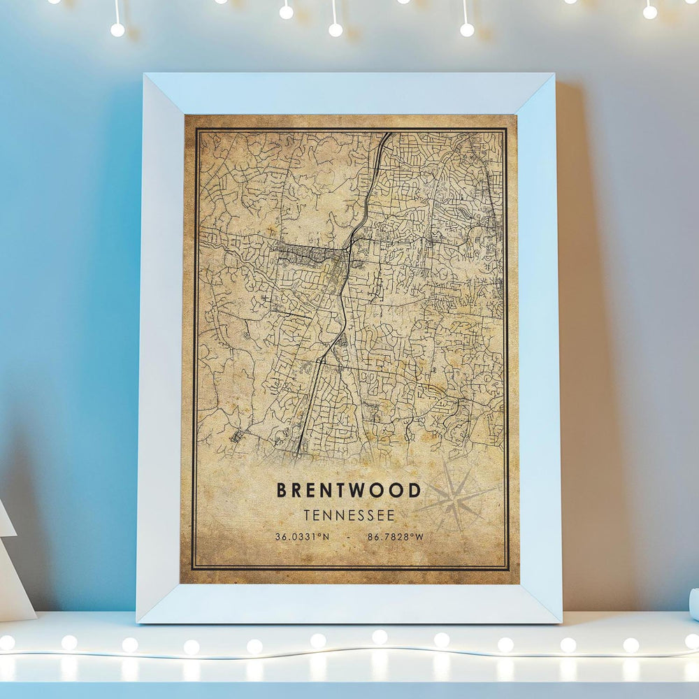 Brentwood, Tennessee Vintage Style Map Print 