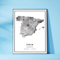 
              Spain, Europe Modern Style Map Print 
            
