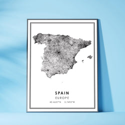 Spain, Europe Modern Style Map Print 