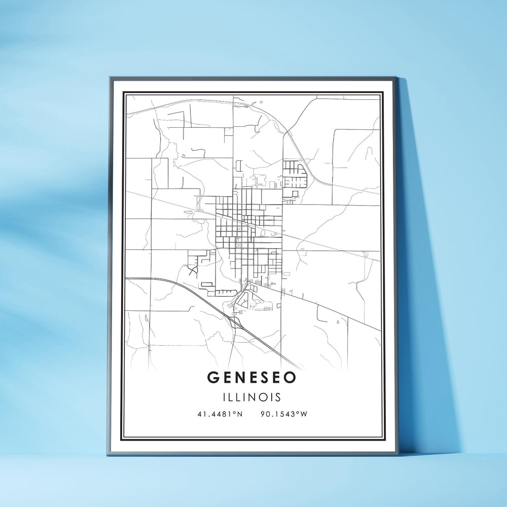 Geneseo, Illinois Modern Map Print
