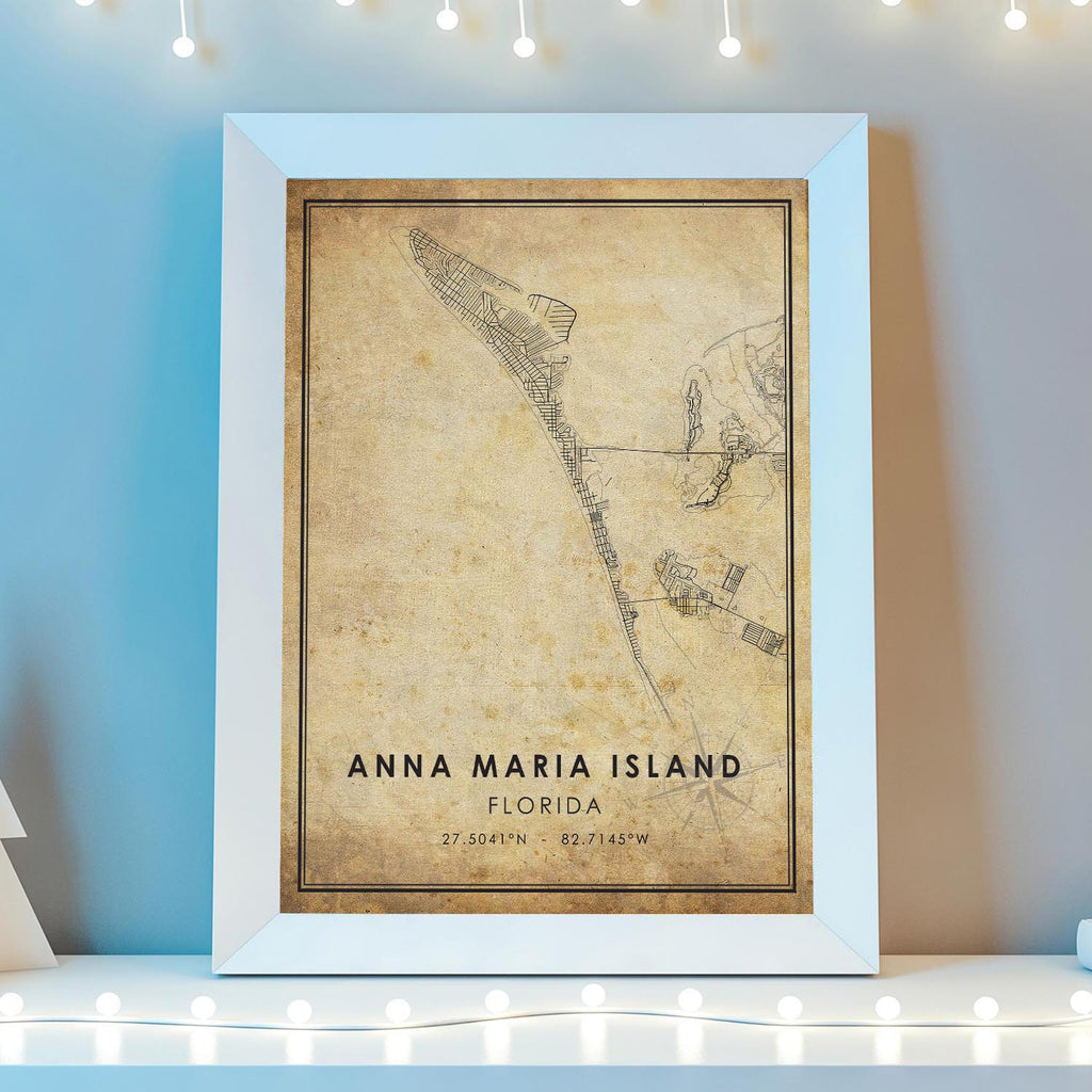 Anna Maria Island, Florida Vintage Style Map Print 