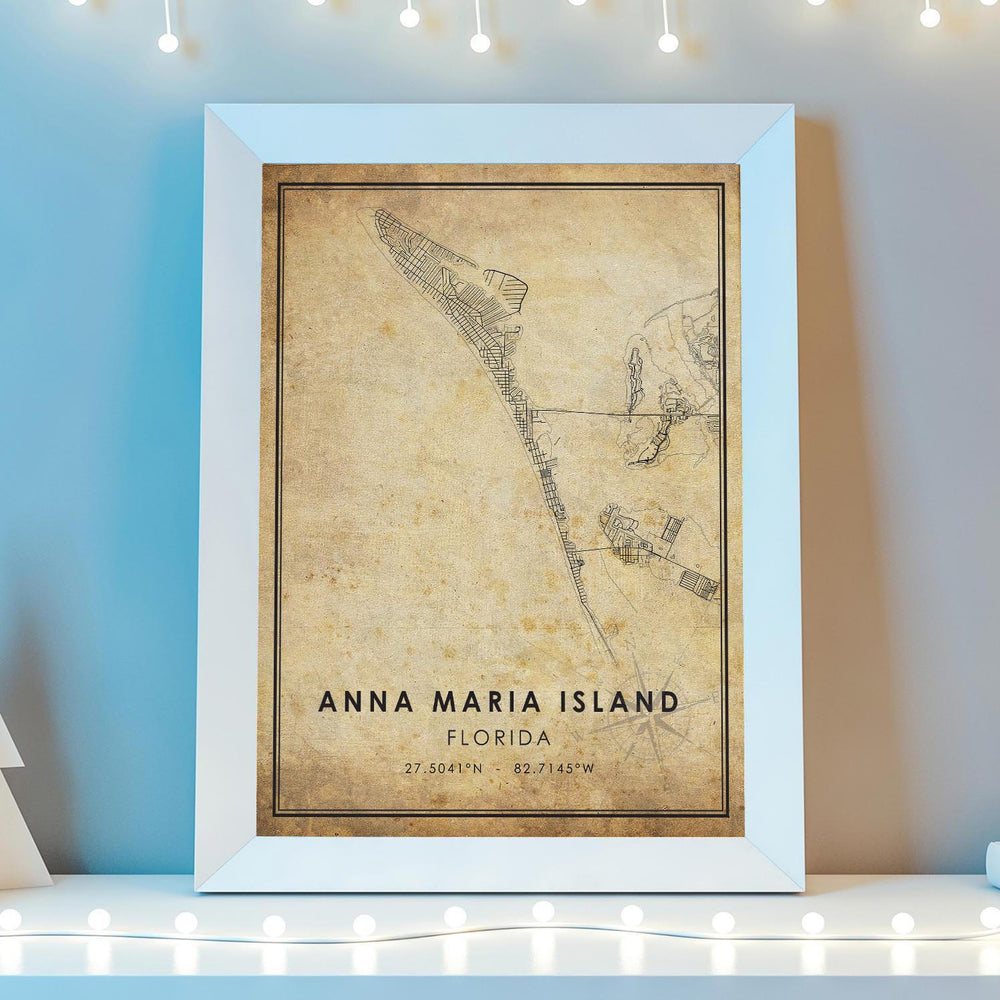 Anna Maria Island, Florida Vintage Style Map Print 