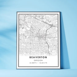 Beaverton, Oregon Modern Map Print 