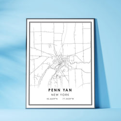 Penn Yan, New York Modern Map Print