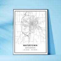 
              Watertown, Wisconsin Modern Map Print 
            
