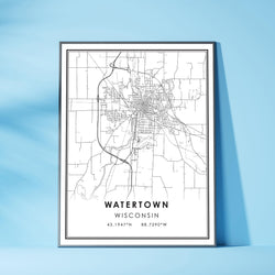 Watertown, Wisconsin Modern Map Print 