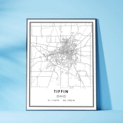 Tiffin, Ohio Modern Map Print 