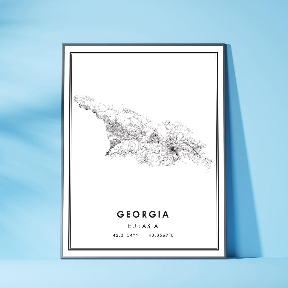Georgia, Europe Modern Style Map Print 