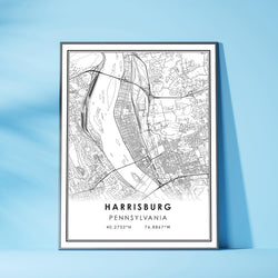 Harrisburg, Pennsylvania Modern Map Print 