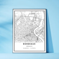 
              Bordeaux, France Modern Style Map Print 
            