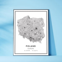 
              Poland, Europe Modern Style Map Print 
            