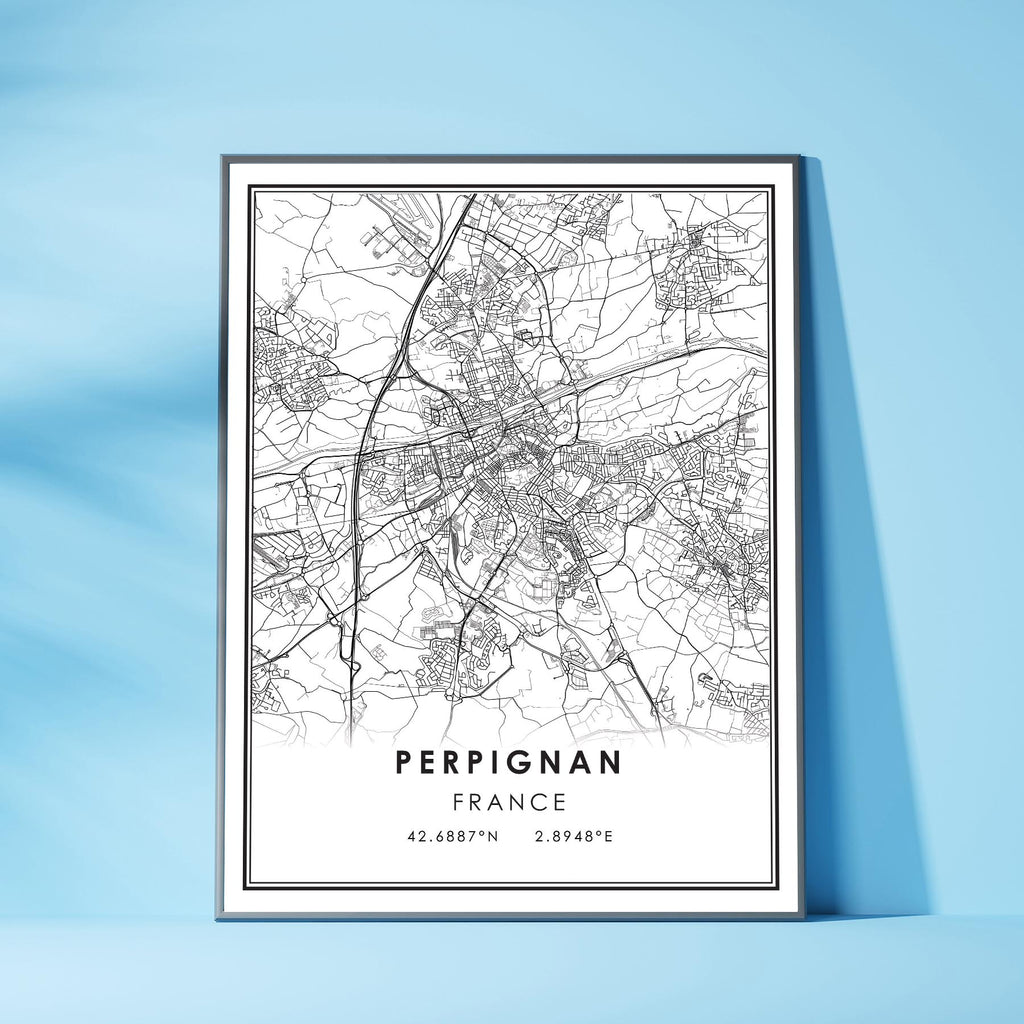 Perpignan, France Modern Style Map Print 