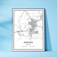 
              Borger, Texas Modern Map Print 
            