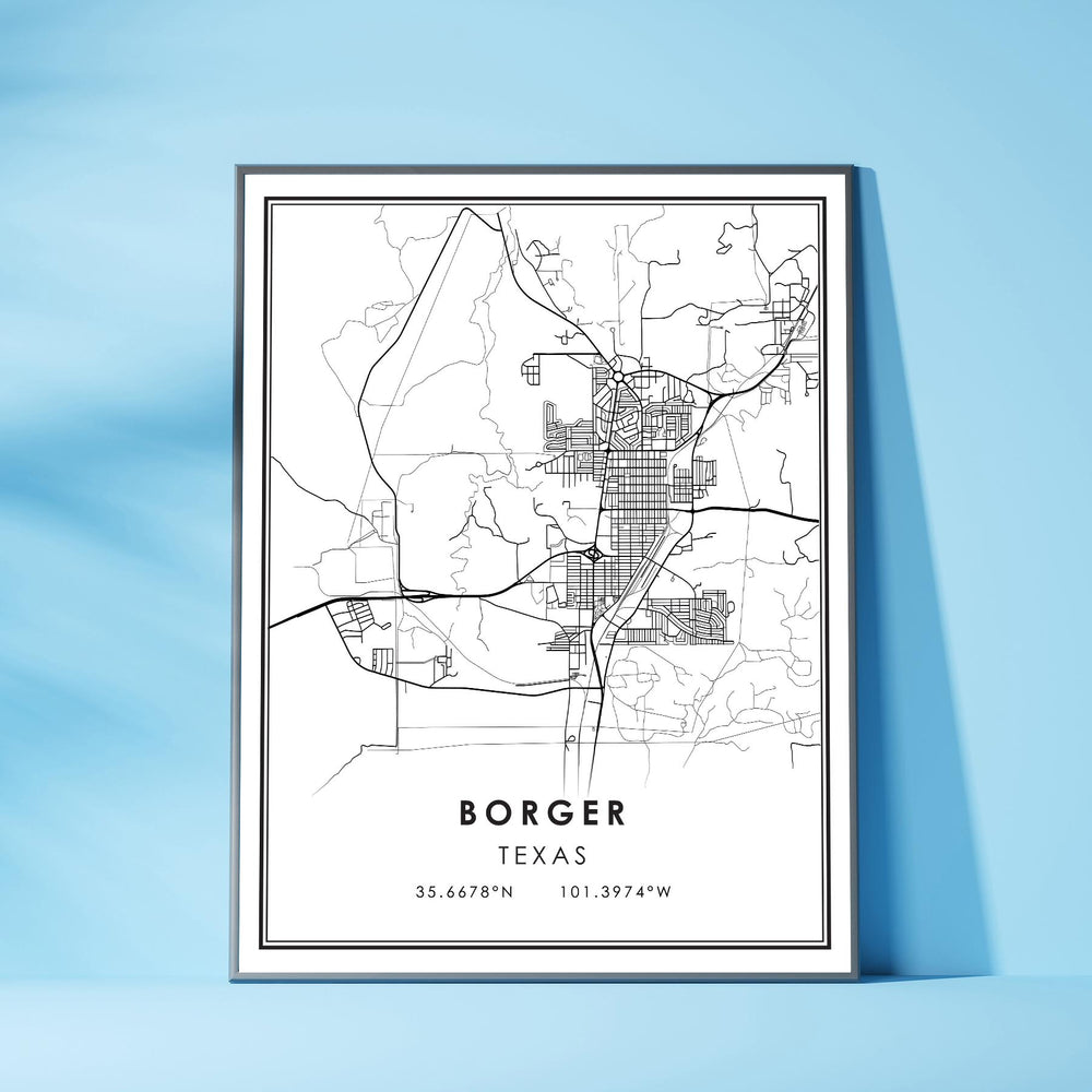 Borger, Texas Modern Map Print 