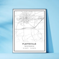 
              Platteville, Wisconsin Modern Map Print 
            