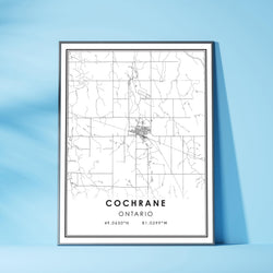  Cochrane, Ontario Modern Style Map Print 