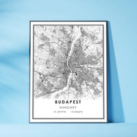 Budapest, Hungary Modern Style Map Print 