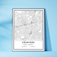
              Cranford, New Jersey Modern Map Print 
            