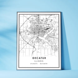 Decatur, Illinois Modern Map Print 