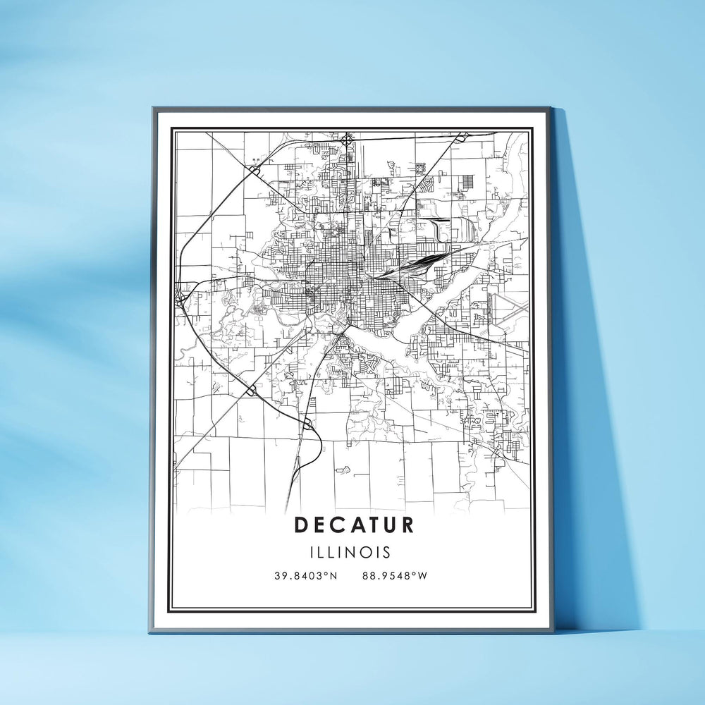Decatur, Illinois Modern Map Print 