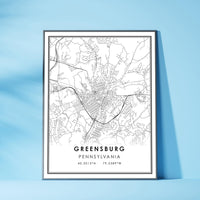 Greensburg, Pennsylvania Modern Map Print 